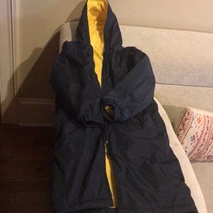 Youth small swim parka navy blue and yellow